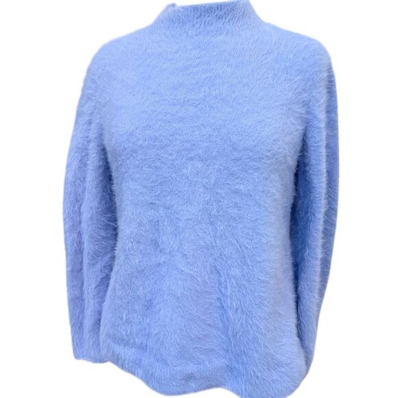 Chico's Wool Free Fuzzy Knit Soft Fluffy Body Friendly Sweater Lavender size 1 - Picture 4 of 8
